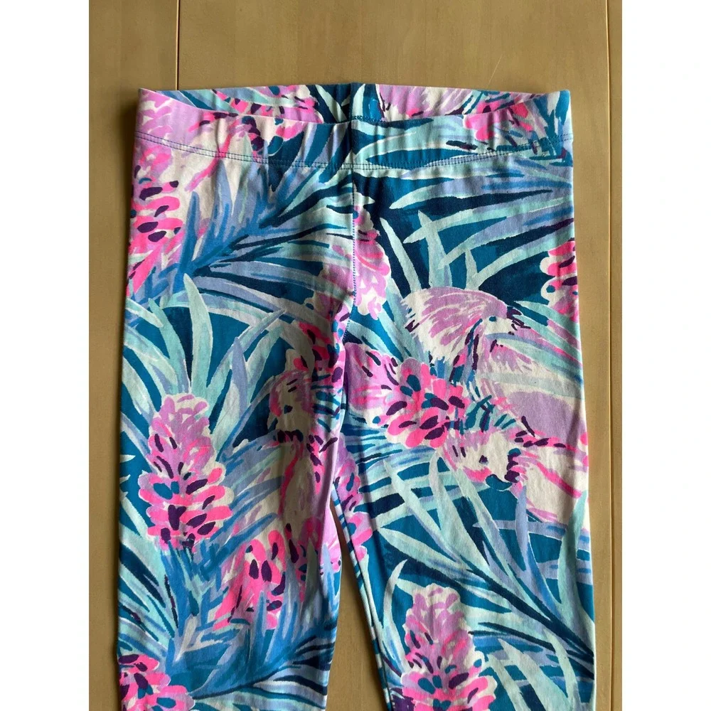 Lilly Pulitzer Cotton Leggings Girls Kids Sz LG (8/10) Mr. Peacock Tweetheart